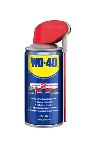 WD-40 • Produit Multifonction • Spray Double Position • Sans Silicone • Non Conducteur • Compatible Plastiques, Caoutchoucs, Tous Métaux • 250 ML